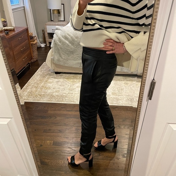 Black Genuine Leather Jogger Pant - Picture 5 of 16